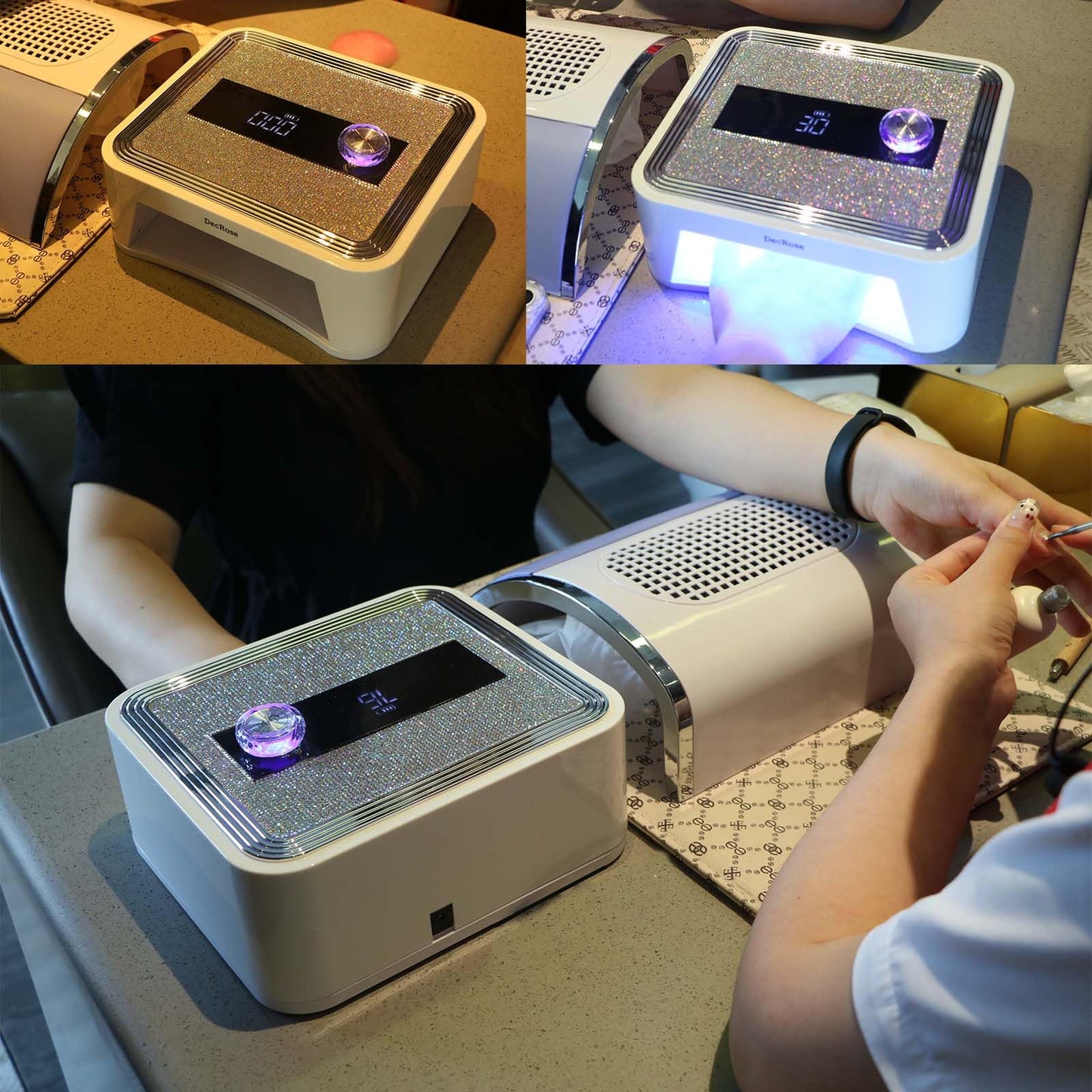 UV LED Nail Lamp Cordless, DecRose 120W Rechargeable UV Light for Gel Nails Portable Nail Dryer Light with Timer, Sparkling Rhinestones Diamond Curing Lamp,Gift for Nail Art Lovers & Professionals