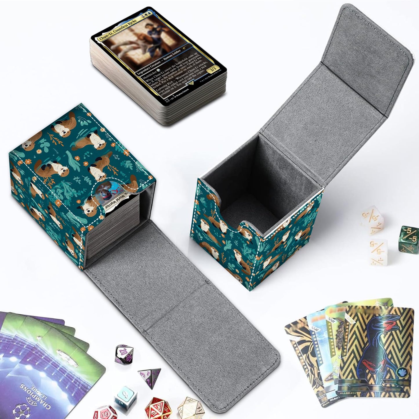 CAPAUNVDA Card Deck Box for MTG Commander Trading Cards with Magnetic Closure,Premium Card Storage Box Case Cover for MTG TCG CCG Magic Cards,Otter Animal Pattern