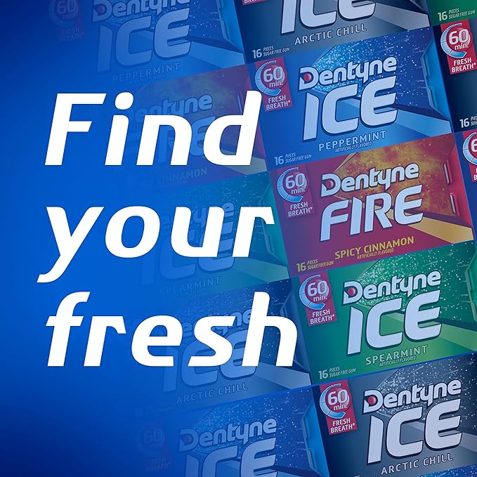 Dentyne Ice Winter Chill Sugar-Free Chewing Gum, 9 Packs of 16 Pieces (144 Total Pieces)