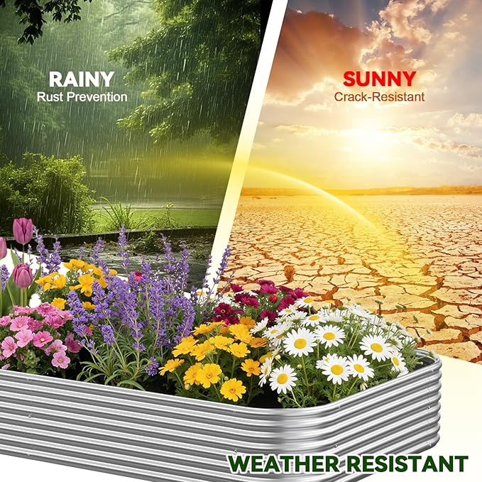 3 Pack Corrugated Galvanized Steel Raised Garden Bed Outdoor, Metal Above Ground Garden Bed for Vegetables and Flowers, Raised Beds for Gardening-3x2FT