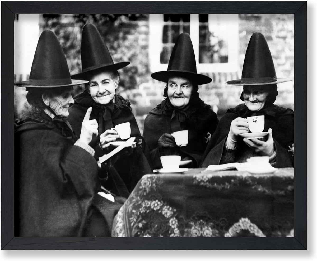 Poster Master Vintage Witches Tea Party Poster - Retro Witchcraft Print - Halloween Art - Gift for Men & Women - Funny Gothic Decor for Living Room, Bedroom, Kitchen or Dorm - 11x14 UNFRAMED Wall Art