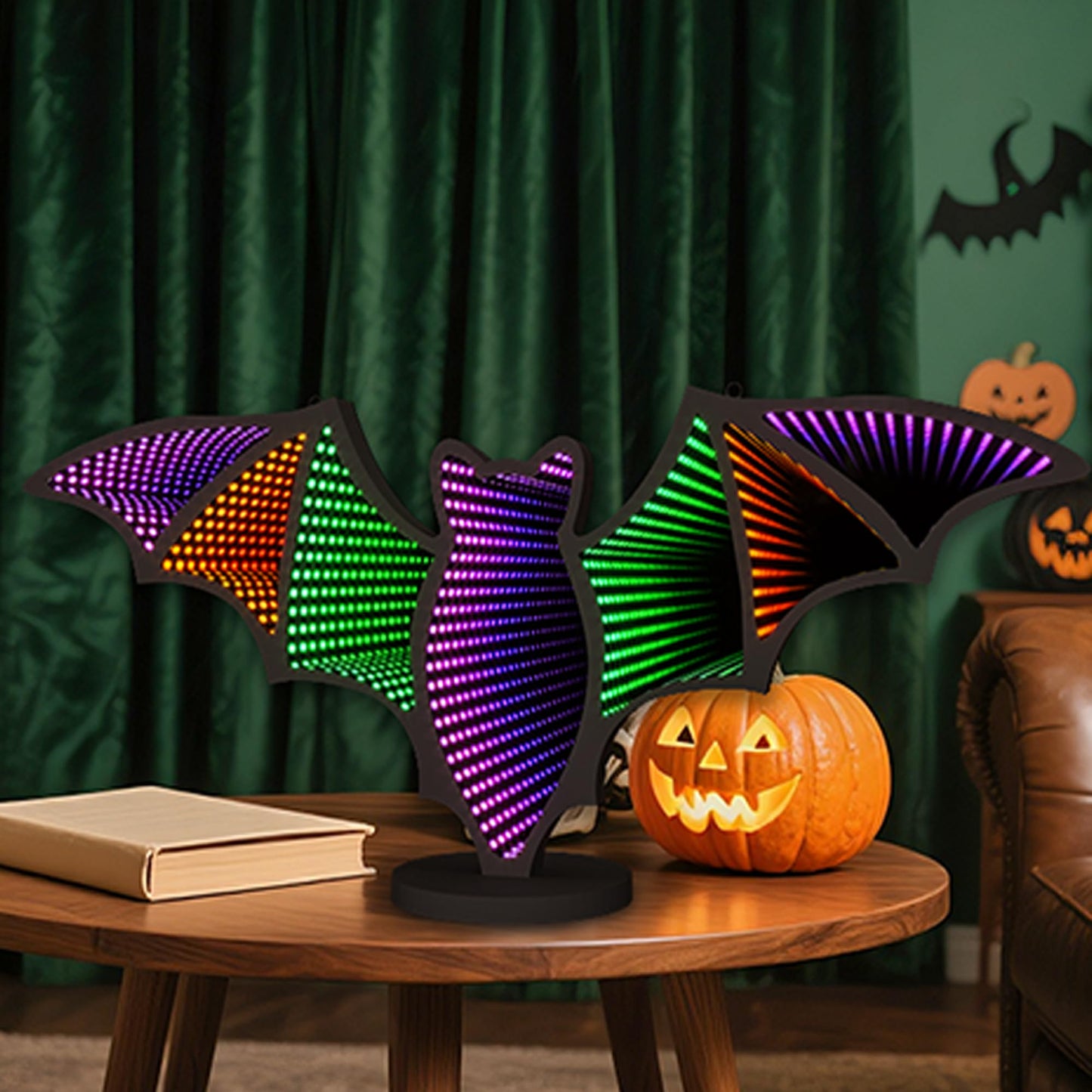 beatineon Bat Neon Signs,3D Infinity Mirror Light for Table/Wall Art Decor,Halloween Neon Lights Decoration USB/Battery Powered Led Neon Sign for Halloween Wall Decor, Bedroom, Kids Gift, Bar, Party