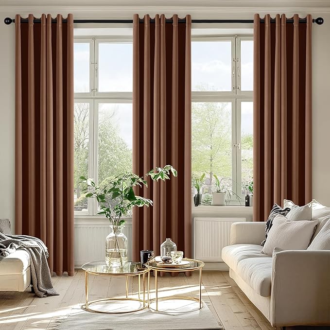 MIULEE Blackout Curtains for Bedroom Living Room 72 Inches Long 2 Panels, Thermal Insulated Room Darkening Drapes Solid Grommet Top Light Blocking Window Curtains W40 x L72 Inch Mocha Brown