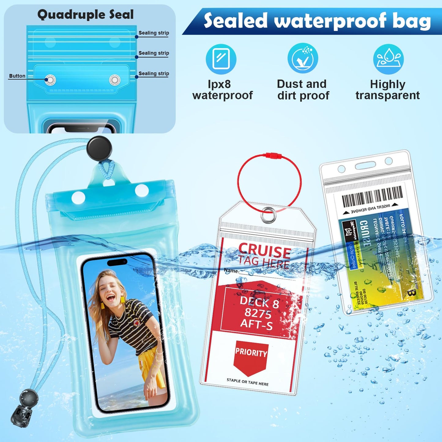 Cruise Essentials 2026 – Complete Cruise Must Haves Kit with Premium Waterproof Phone Pouches, Extra Magnetic Hooks, Non-Surge Power Strip, Lanyards, Luggage Tags & Gift Box Packaging