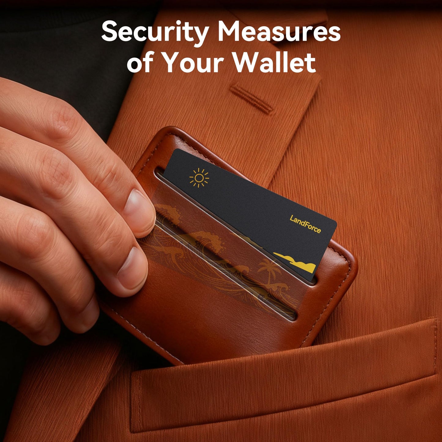 LandForce Ultra-Thin Wallet Tracker Card 0.07in IP68 Waterproof Bluetooth Tracker Smart Finder for Passport, Wireless Charging, Card Locator, iOS Only, Compatible with iPhone/iPad/Mac