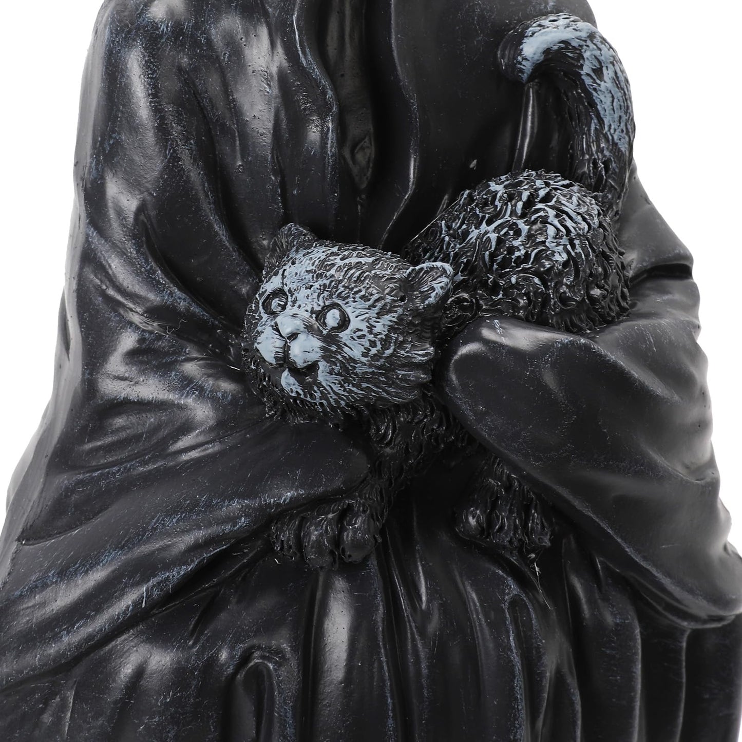 YYPLIAN 2 PCS Grim Reaper Statue Gothic Faceless Figure Decor Sitting Statue with Rose and Cat for Halloween Home Tabletop Bookshelf Figure Decor
