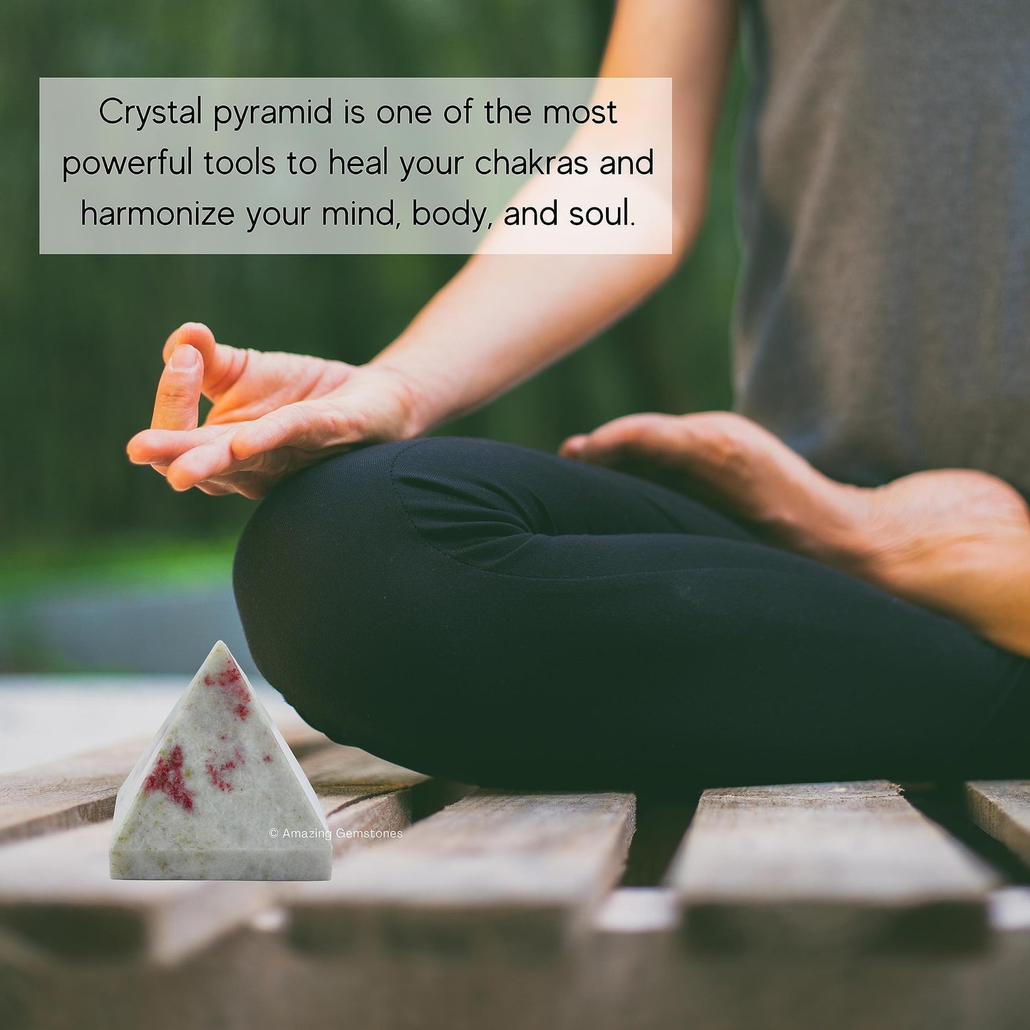 Amazing Gemstone Cinnabarite Pyramid Crystal Healing Stones - 2" Great Pyramid Figurine of Natural Stone Pyramid for Meditation, Reiki, Chakra Balancing and Crystal Pyramids Grid