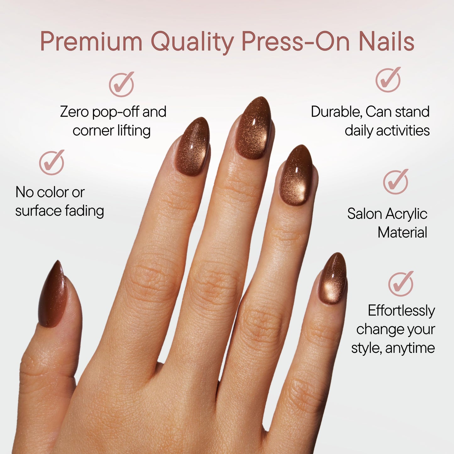 Celebritips Nail Art Press-Ons | Cinnamon Powder, Short Almond Nails, Reusable, Salon Quality Fall Nails | 16 sizes - 32 Nails Kit with Super-hold Nail Glue and Sticky Tabs