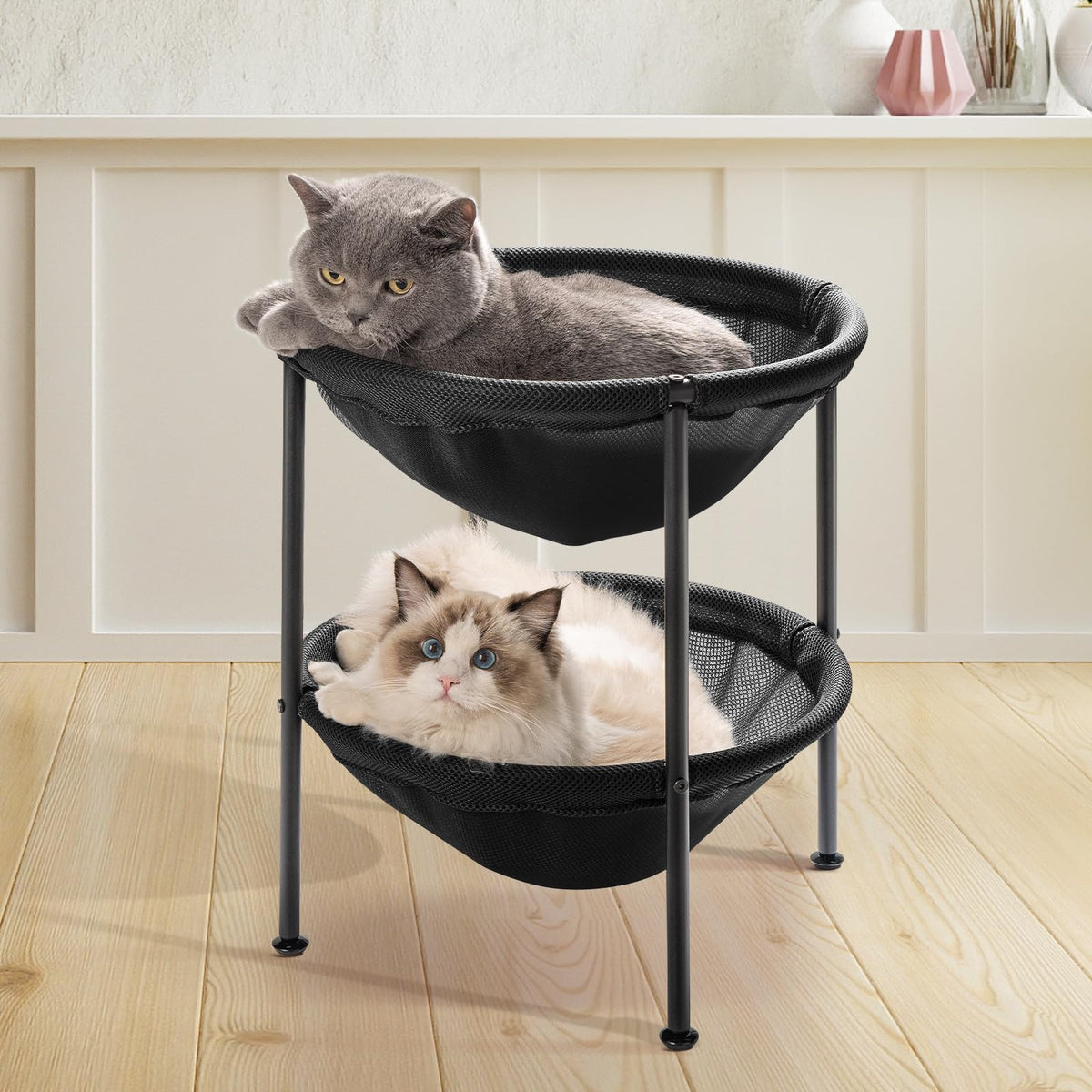 JUNSPOW Cat Bed Large Free-Standing Detachable Pet Hammock Cat Sleep, Grey