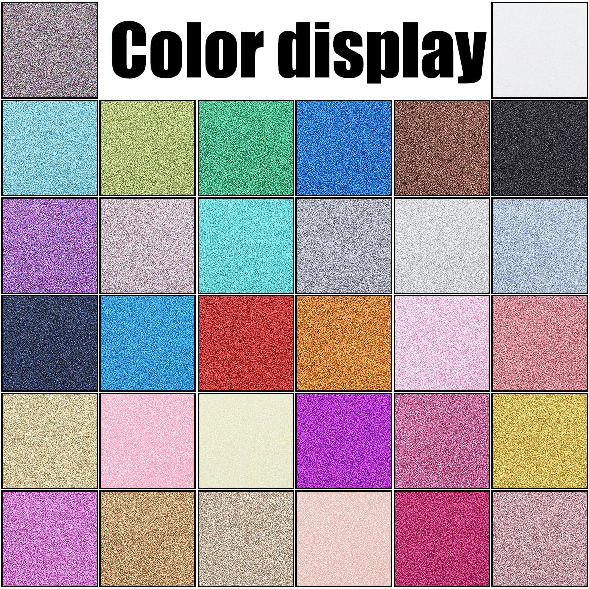 32 Colors 8X6 Inches Glitter Faux Leather Fabric Sheets for Leather Bows, Earring, Jewelry Making, Sewing, Shoe Making and Craft Making