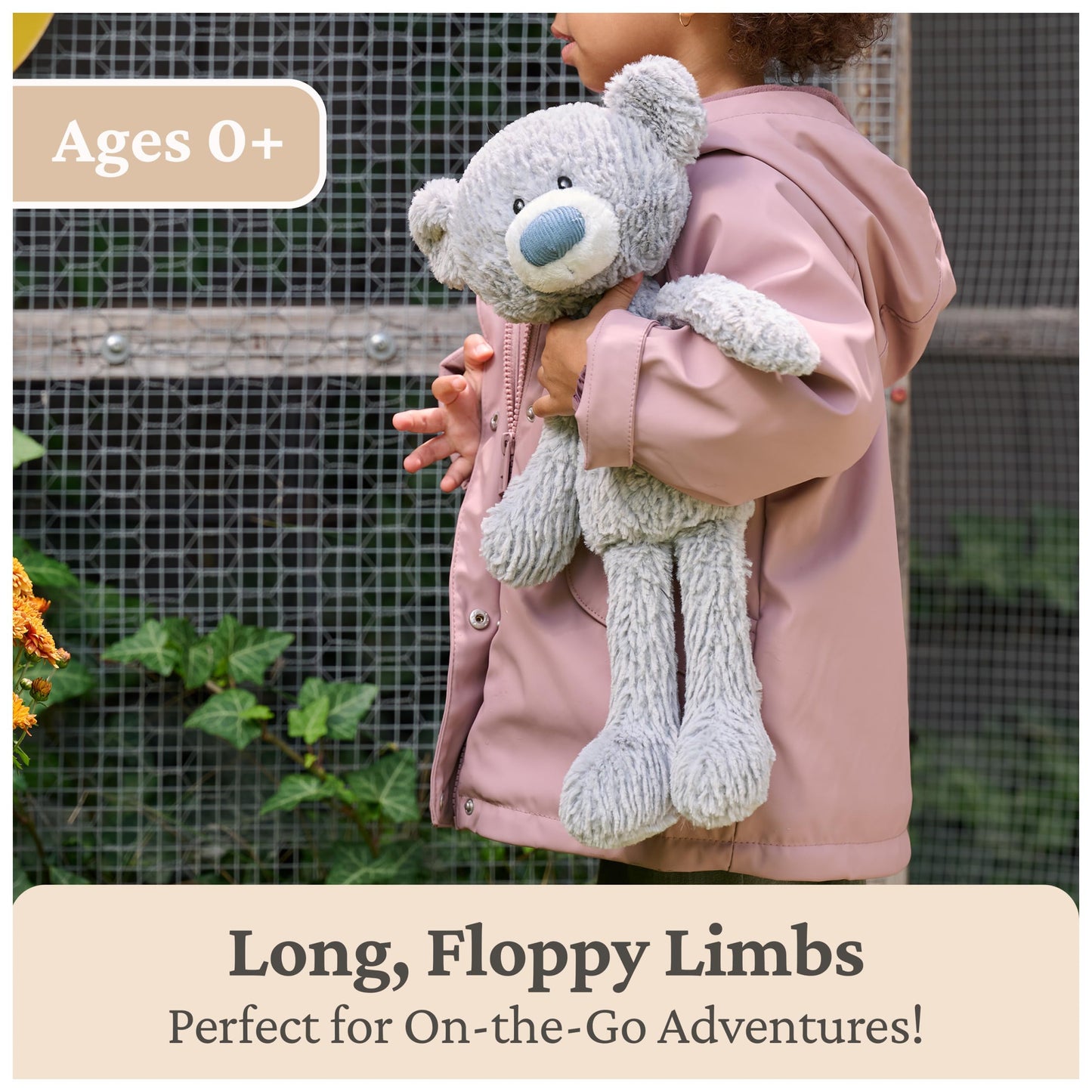 GUND Toothpick Wavy Bear, Teddy Bear Stuffed Animal for Ages 0 and Up, Gray, 15”