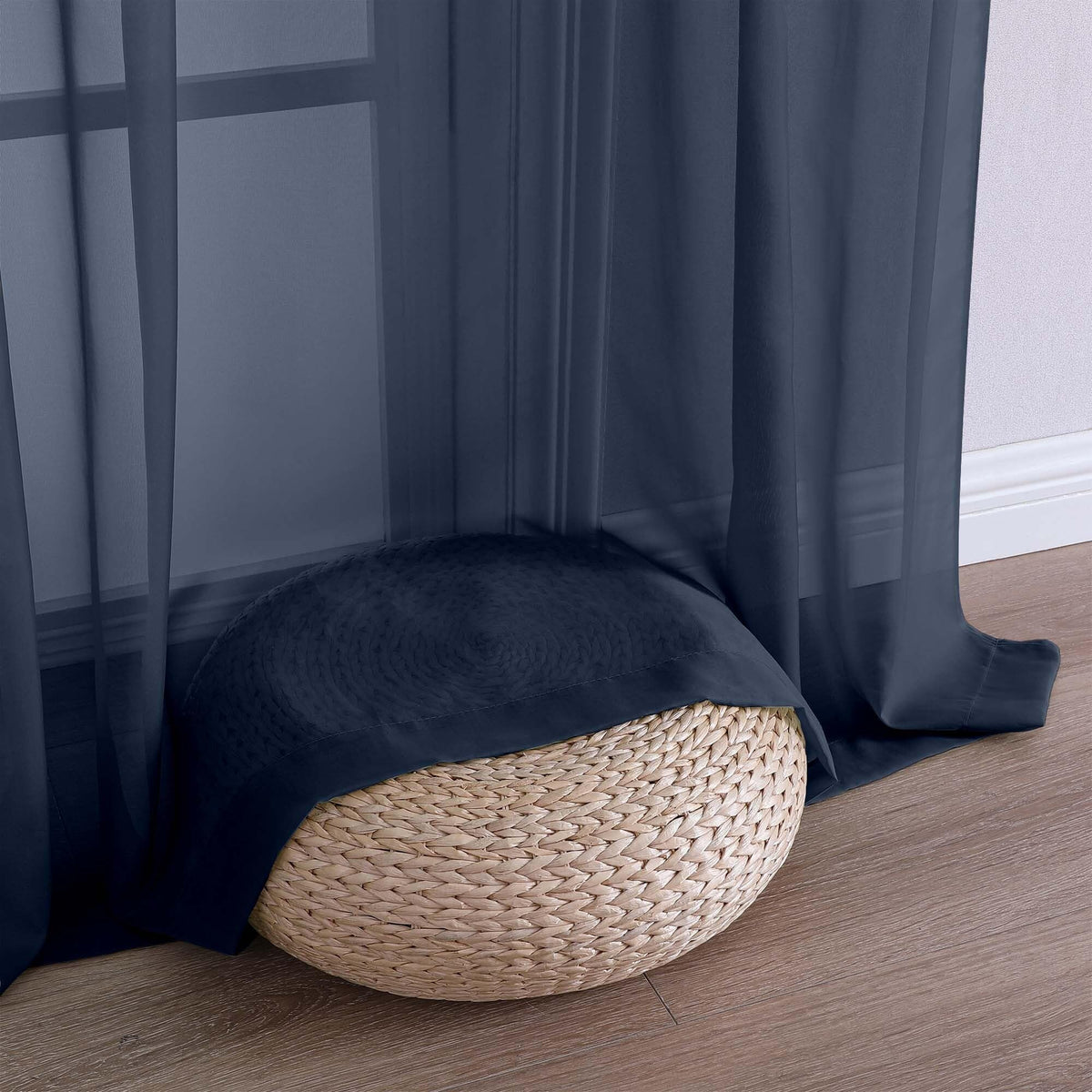 Navy Blue Sheer Curtains 84 Inches Long 2 Panels (2 Count)