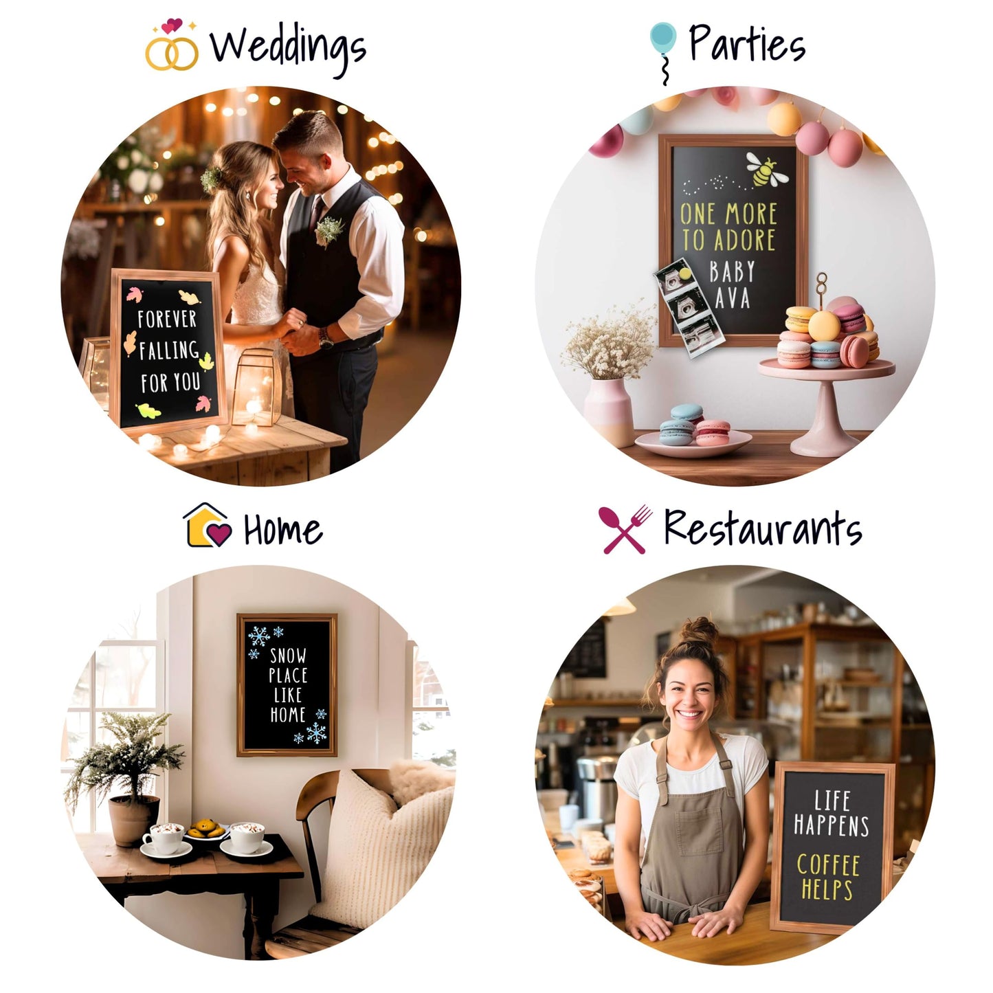 Magnetic Chalkboard Sign Kit - 12x17 Framed Hanging or Tabletop Chalk Board with Easel Stand, Acrylic Markers, Design & Letter Stencils for Chalkboard Art, Kitchen Countertop Menu (Rustic Wood)