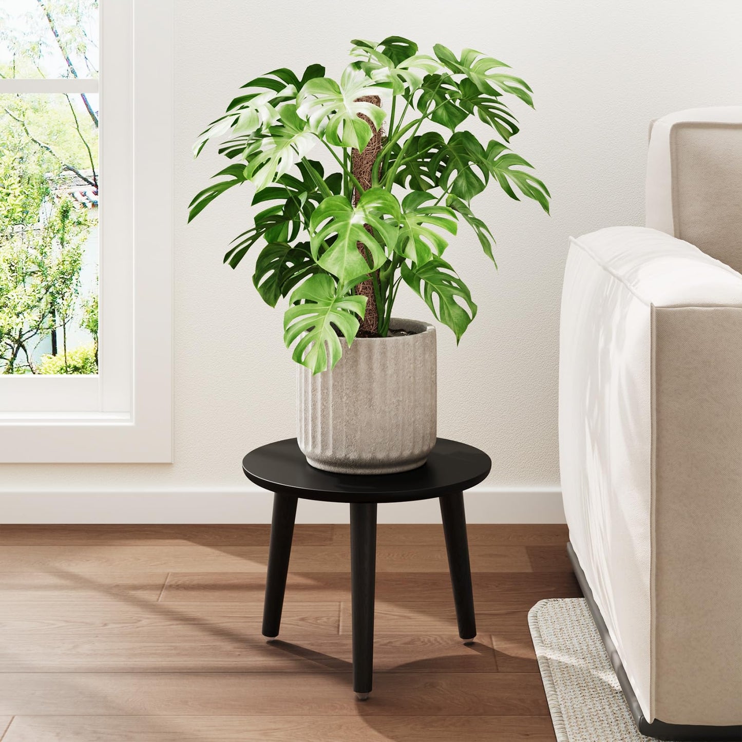 Leaf&lull Black Plant Stand Indoor Small Plant Table for Large Plants Wood Plant Stool Tall Plant Holder for Living Room Bedroom Balcony