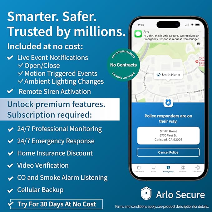 Arlo Home Security System - Alarm System with Wired Keypad Sensor Hub, 5 8-in-1 Sensors & Yard Sign - No Contract Required - DIY Installation - White, SS1501