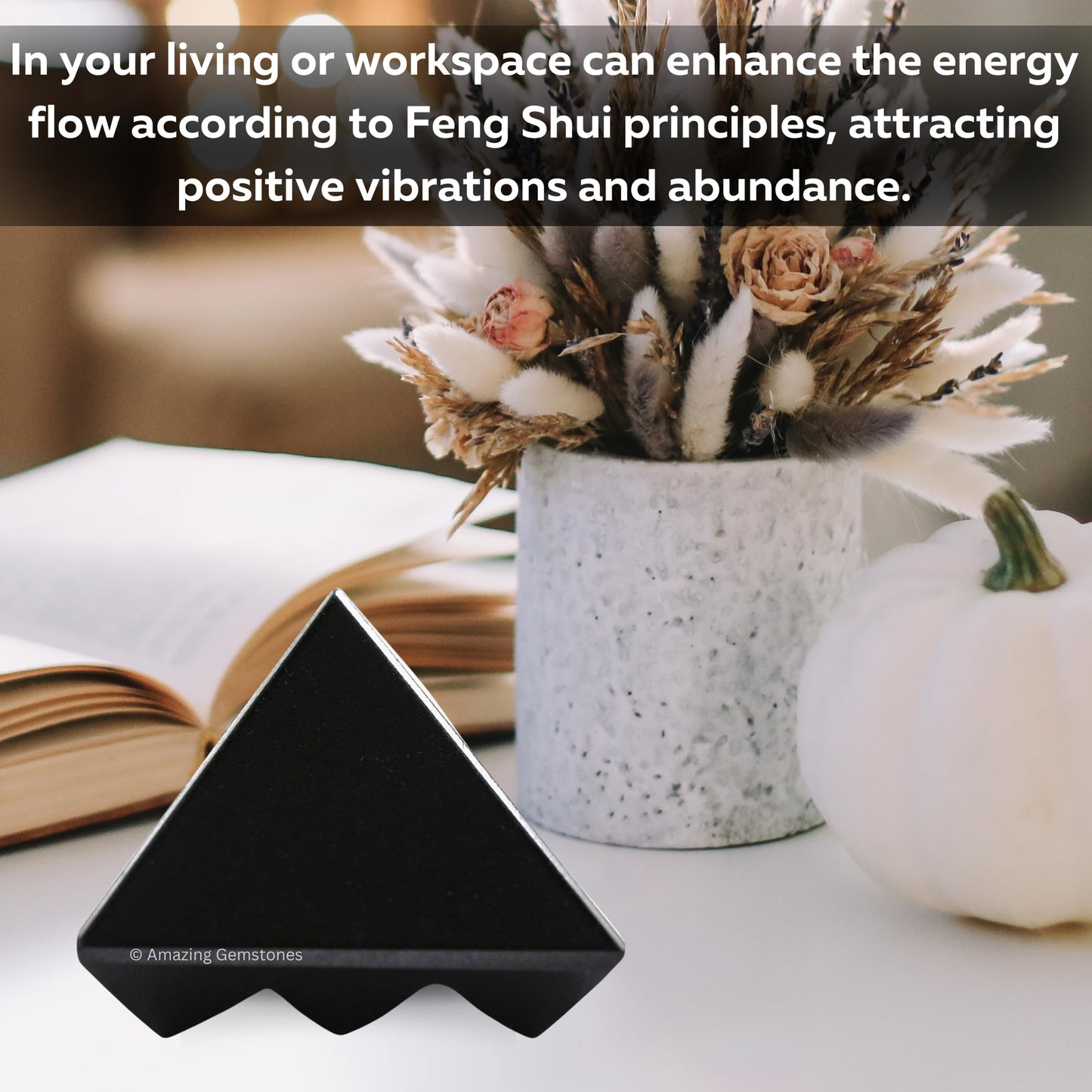 Amazing Gemstone Shungite Crystal Pyramid with 9 Pyramid Plate Bottom - 1" Mini Pyramid Figurine of Natural Stone Pyramid for Meditation, Reiki, Chakra Balancing Vastu Pooja and Crystal Grids