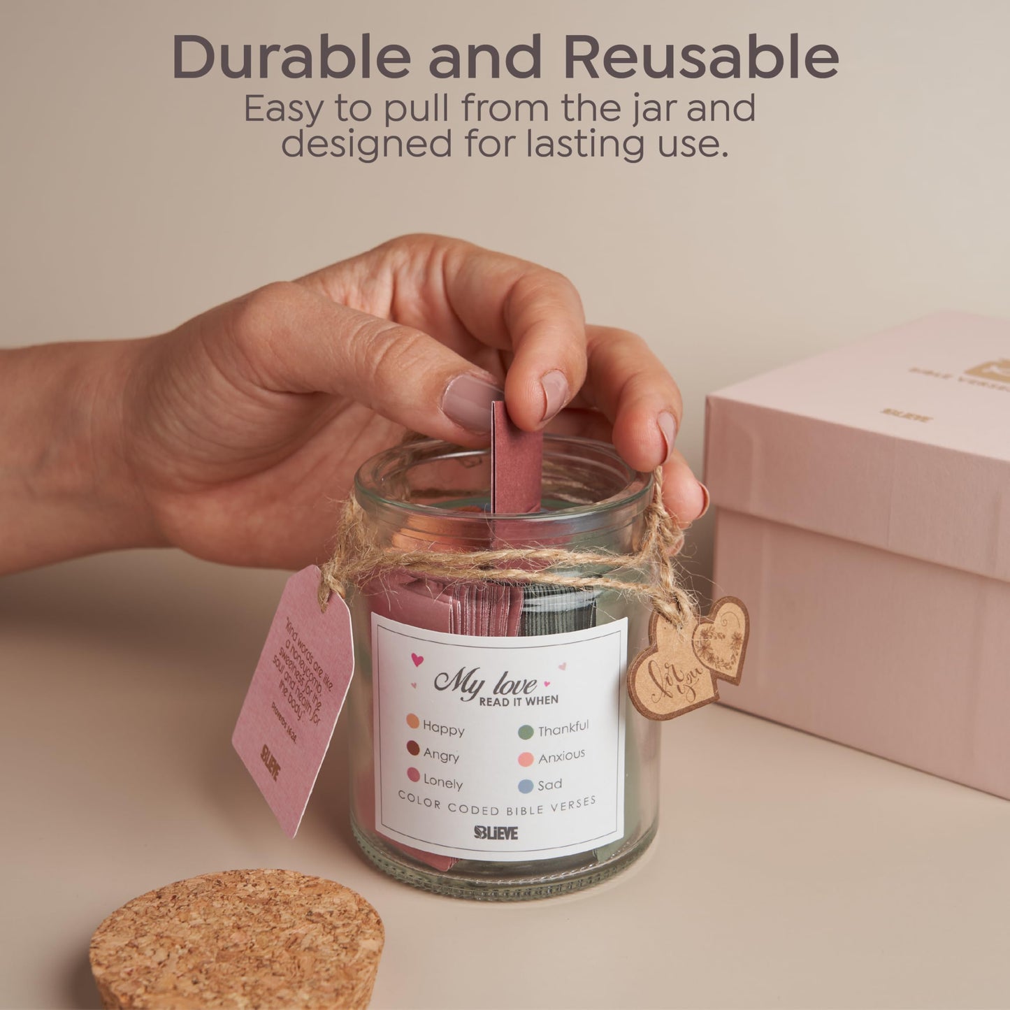 BLIEVE- Read Me When Bible Verses Jar For Women, Mothers Day Gifts For Mom, Birthday Inspirational Christian Gift