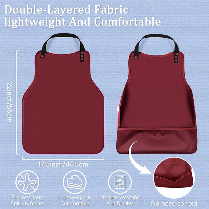 Adult Bibs-3 Pcs Washable Clothing Protector with Upgraded Crumb Catcher