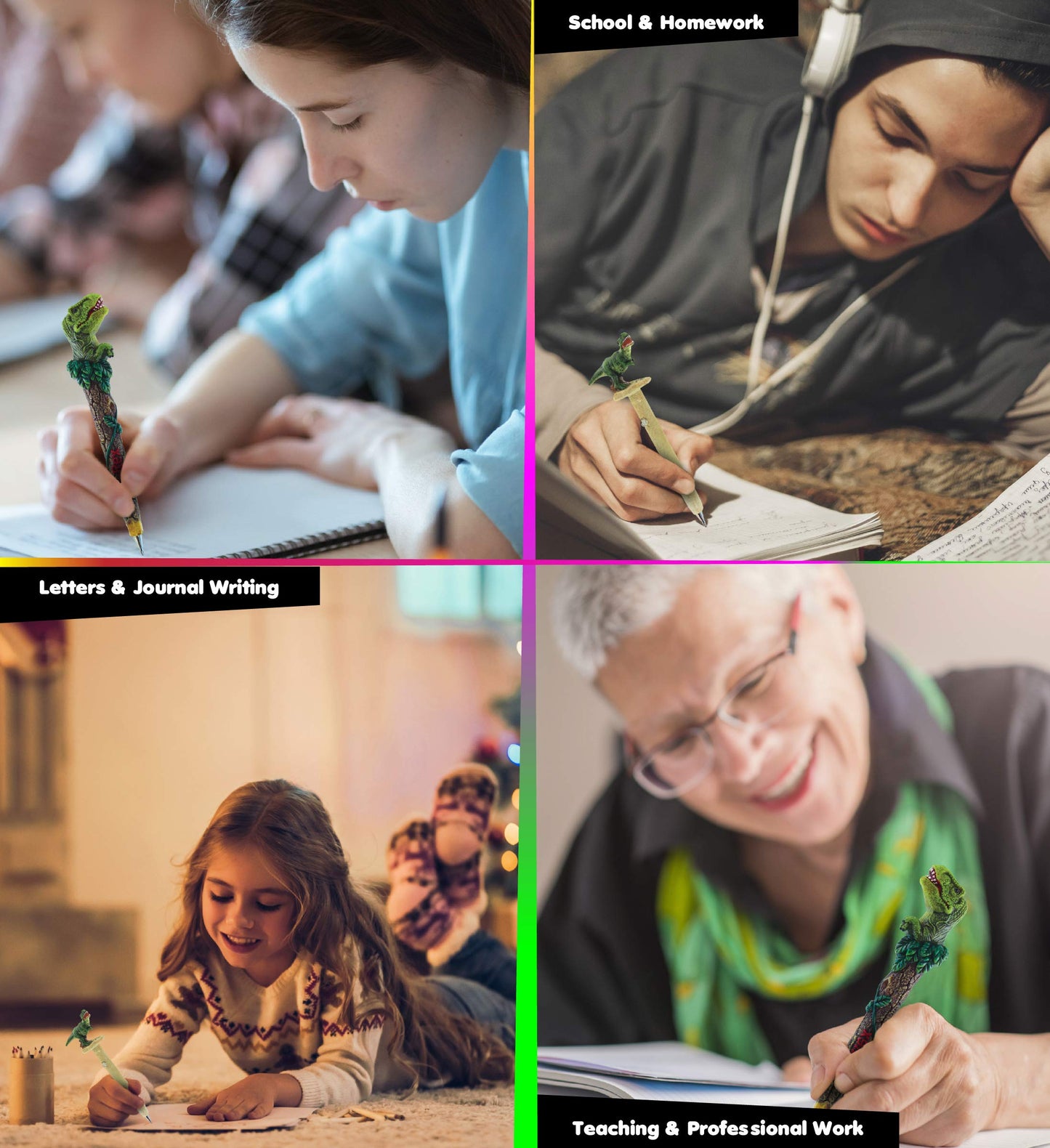 Planet Pens Bundle of Dinosaurs Tyrannosaurus Rex Novelty Pens - Fun and Unique T-Rex Ballpoint Pens, Colorful Dinosaur Writing Pens For School and Office - 4 Pack