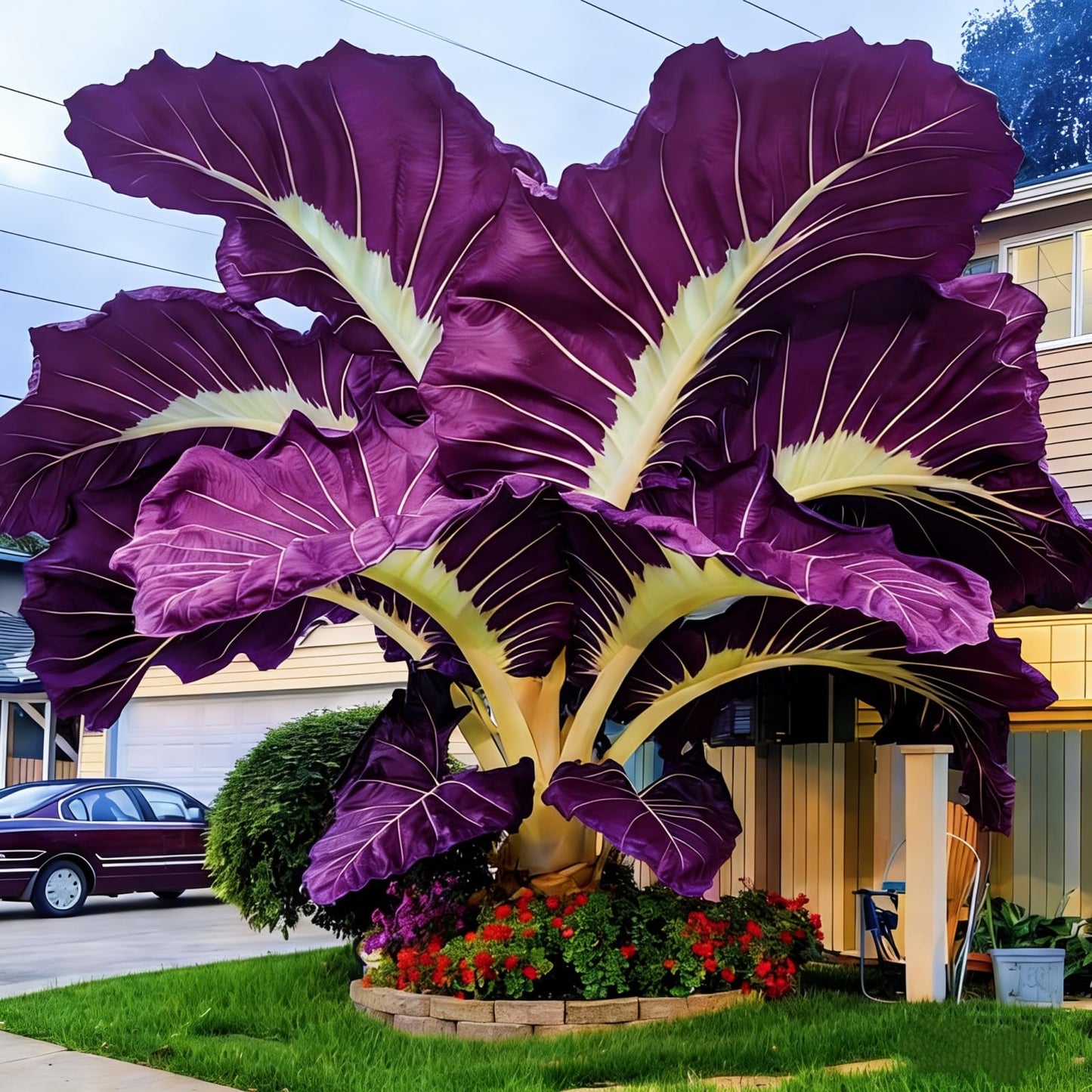 FEWSDVBX Elephant Ear- (Easy Grow for Outdoor Gardens) Excellent Display/Mix Color/Tropical Foliage (6)