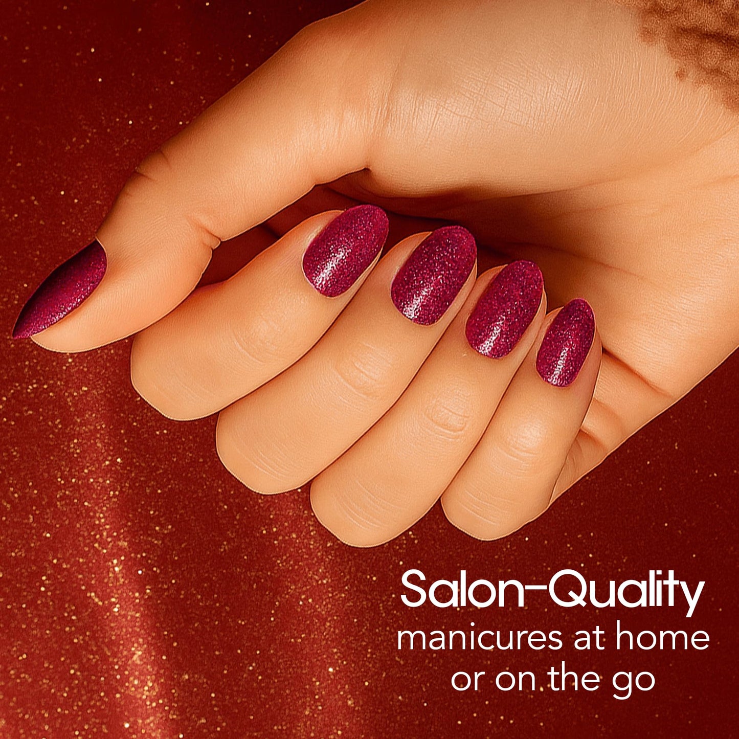Color Street Cherry on Top Nail Strips - Ruby Red Glitter Finish - 16 Double-Ended Nail Extensions - Quick and Easy Application - Long-Lasting, Salon-Quality Look - No Tools or Dry Time Needed