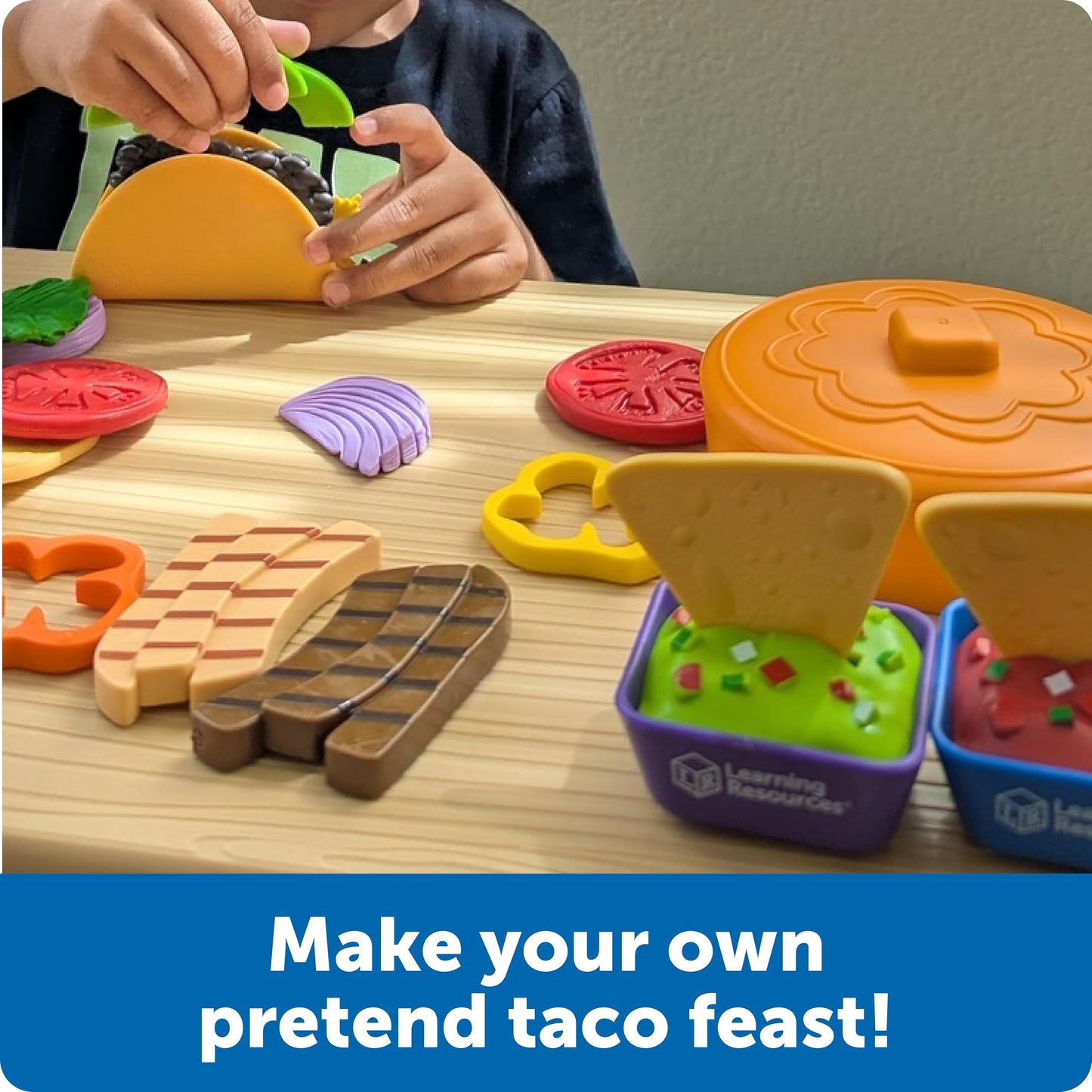 Learning Resources New Sprouts Taco Night - Pretend Play Food for Toddlers, Montessori Toys, Imaginative & Social Skills, Play Food Kitchen, Grocery Store Accessories, Gifts for Boys and Girls