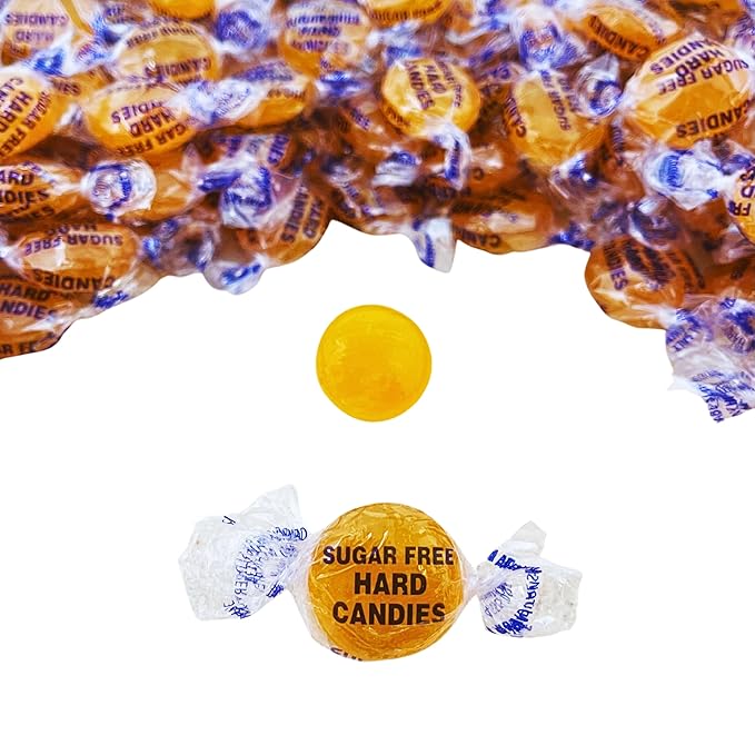 Holiday Sugar Free Butterscotch Hard Candy 1 lb Bag Individually Wrapped Gluten Free, Keto And Diabetic Friendly Gourmet Butterscotch Flavored Candies (16oz)