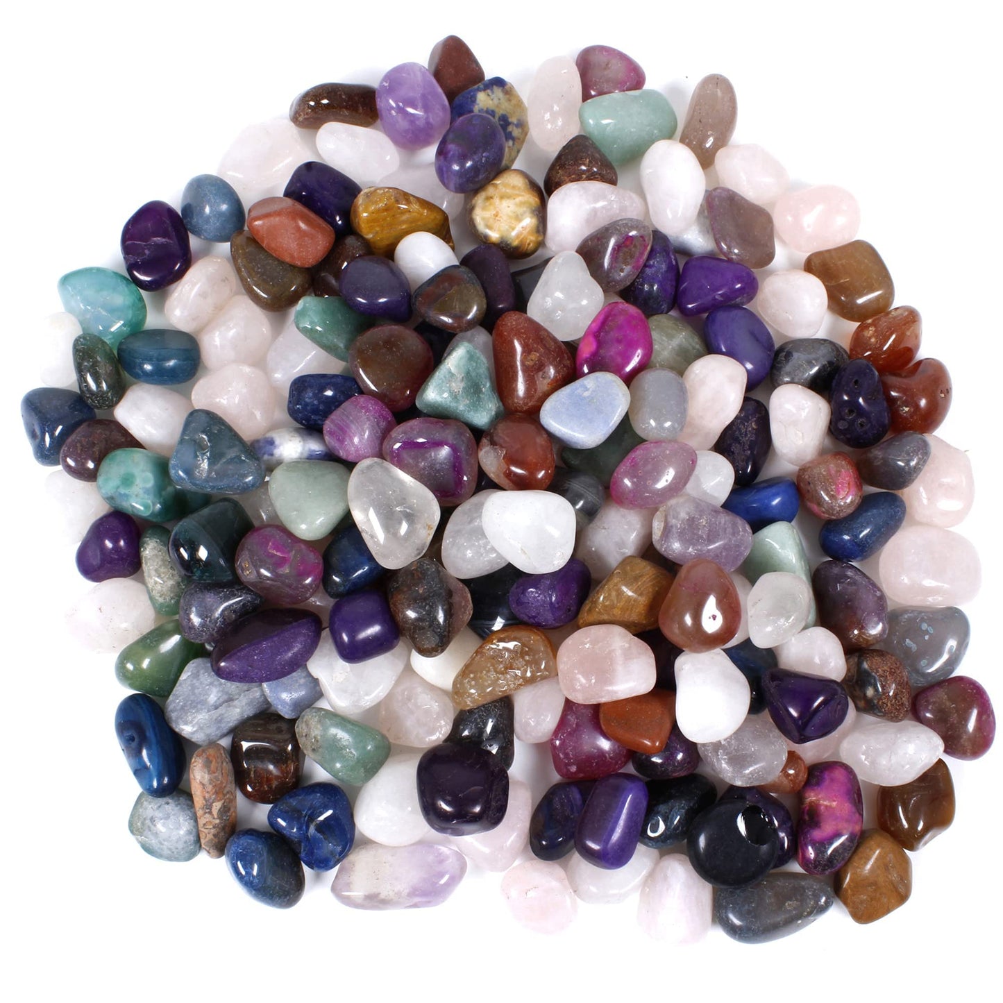 DANCING BEAR 2 Pounds (lbs) Tumbled Polished Natural & Dyed Gem Stones + Educational Color ID Sheet & 28 Page Rock & Mineral Identification Book. Average Stone Size 1 inch, Limited Edition
