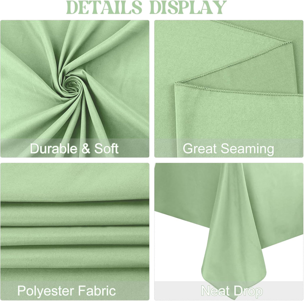4 Pack Rectangle Tablecloth 60x102 Inch Sage Green Washable Polyester Table Cover for Wedding Dining Table Parties Banquet（60x102 Sage Green）
