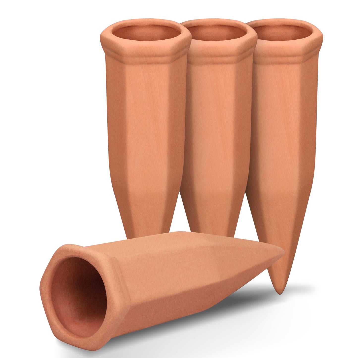 Soilagua Terracotta Watering Spikes, Wine Bottle Watering Stakes, Slow Release Self Watering Planter Insert for Out | Indoor Plants, Vacation Plant Watering Devices, Automatic Plant Waterer, 4-Pack