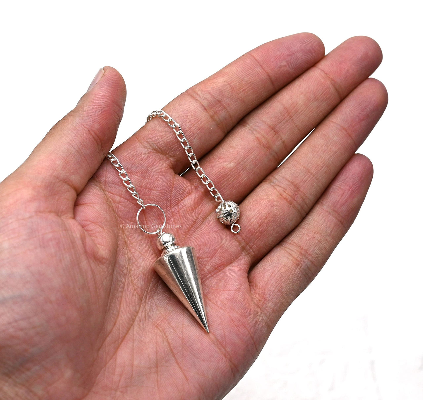 Amazing Gemstone Healing Metal Pendulums for Divination, Silver Flat Cone Steel Copper Pendulum High Energy Pendulo de Bronce Pendulos de Mesa MP30