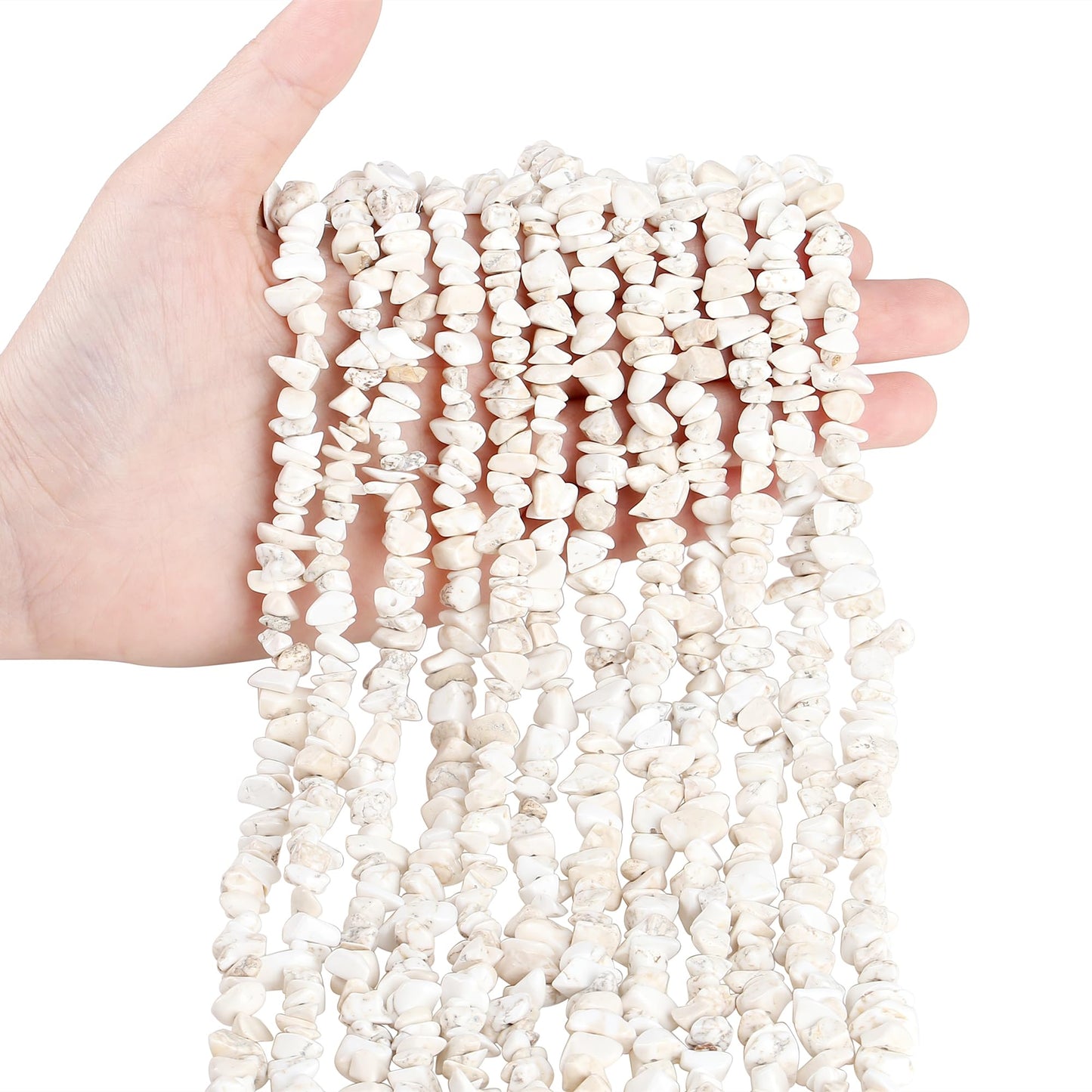 ZHIYUXI 400pcs White Howlite Beads 5-8mm Crystals Gemstones for Bracelet Making 2 Strands Irregular Stone Bead for Jewelry Making Natural Chips Craft