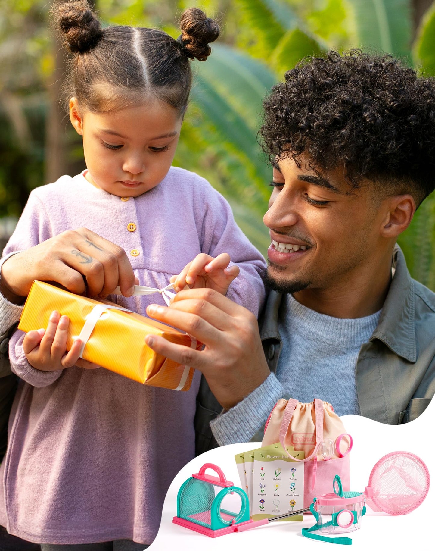 ROBUD Upgraded Bug Catcher for Kids, Bug Catching Kit with Bag Kit, Pink Outdoor Exploration Set for Camping, Montessroi Toy for Kids Coming Closer to Nature，WRP59
