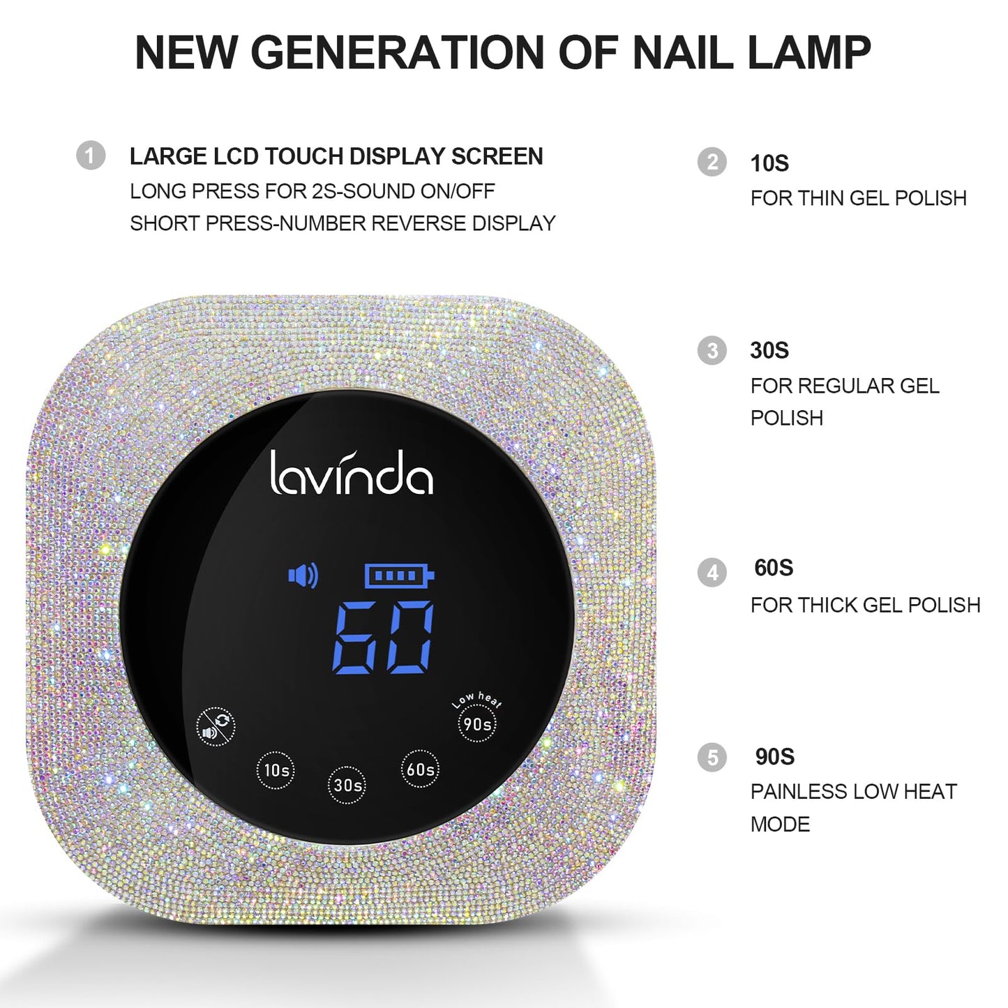 Lavinda Sparkle Cordless Nail Lamp UV Light for Gel Nails & Electric Nail Drill Nail Efile for Acrylic Gel Nails Salon Home Use