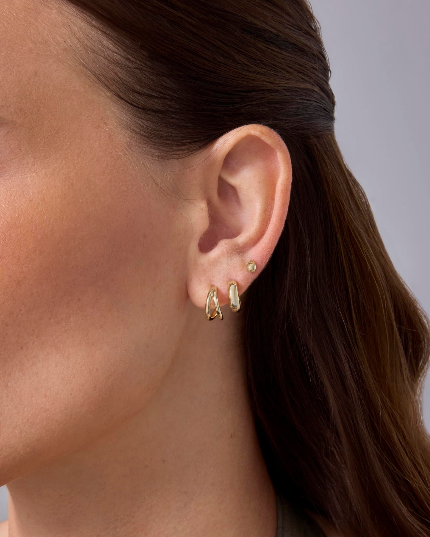 PAVOI Rhodium Plated 925 Sterling Silver Posts 3-Pair Statement Earscape Earrings for Women - Three Set Double Huggie Multi Hoop Teardrop Stud Stack Piercing Pack