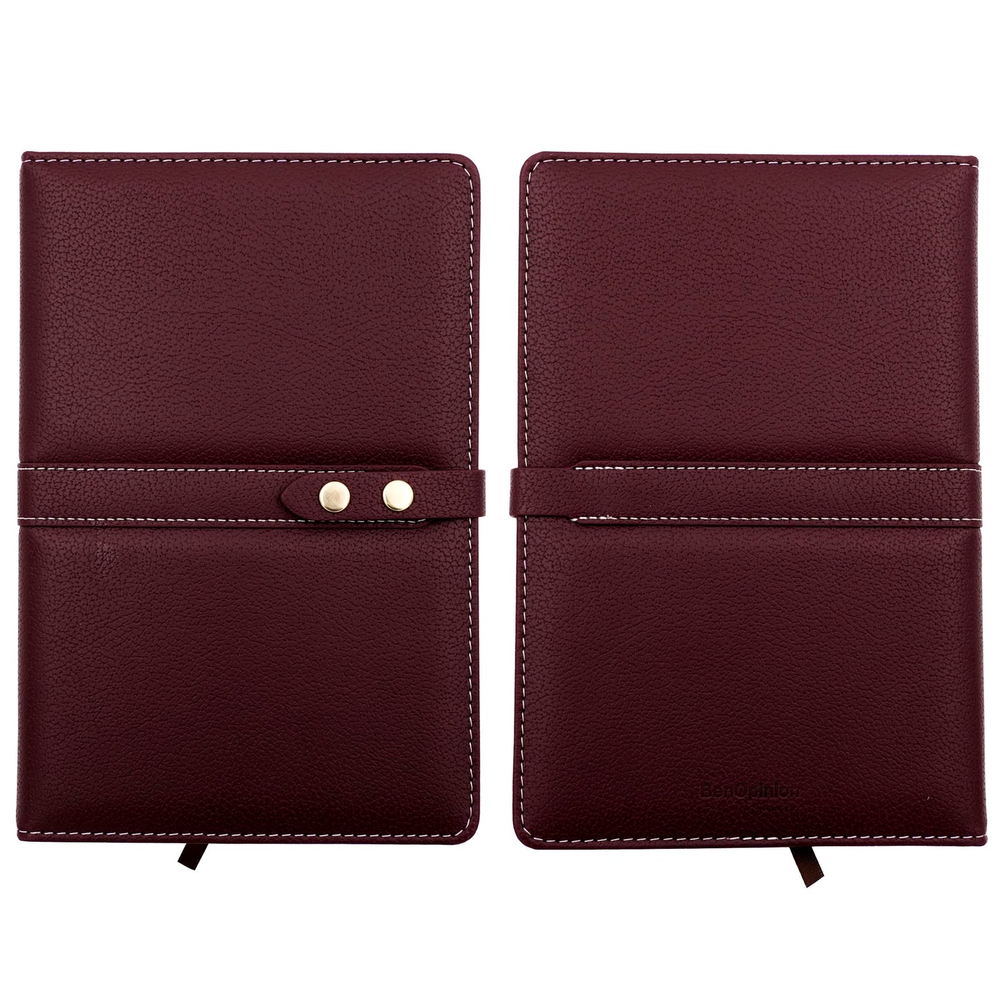 BenOpinion Hardcover Notebook Set - Thick Classic Ruled Notebook with Pen Loop and Pen, A5 192 Pages, Soft Faux Leather Hardcover Cover with Buckle(Maroon)