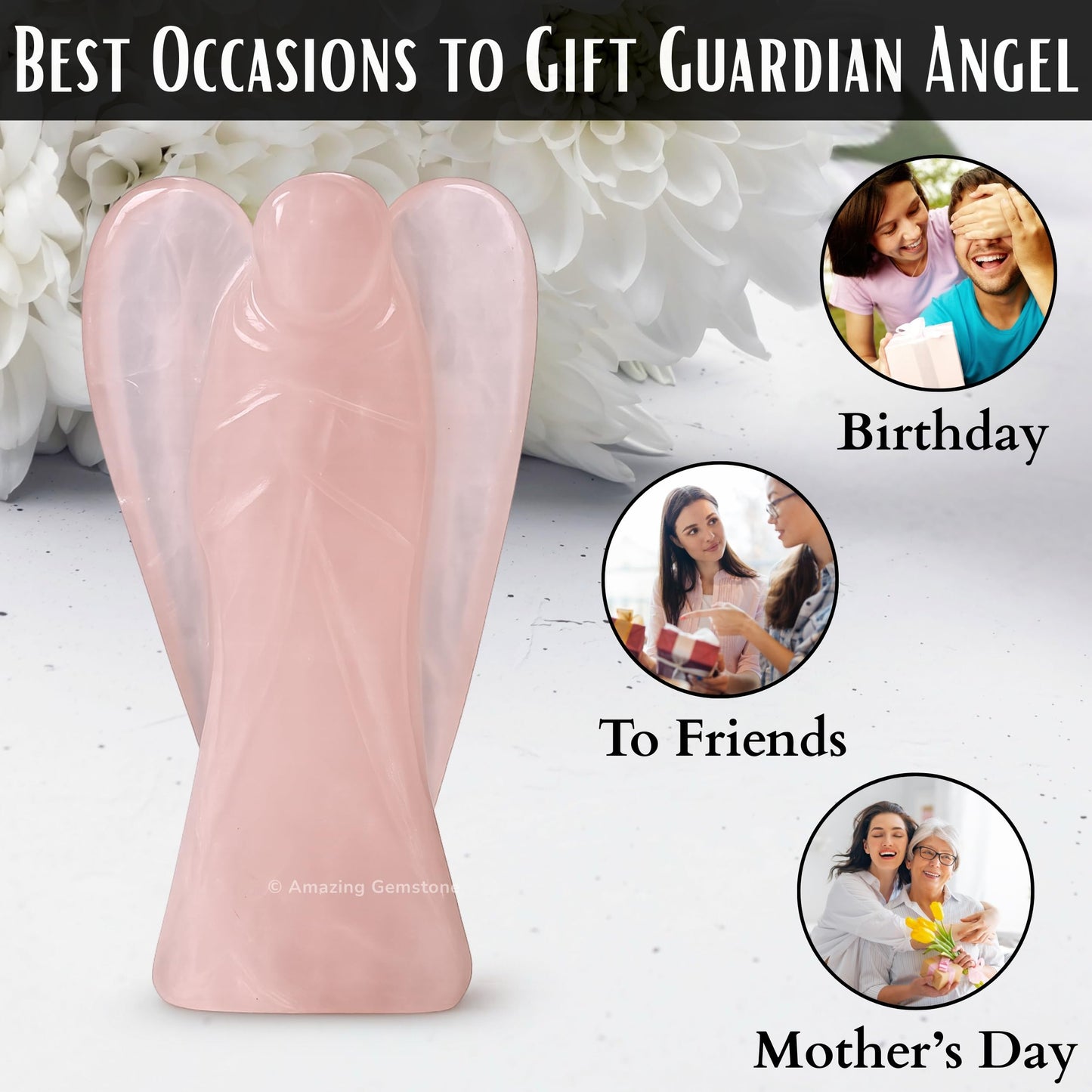 Amazing Gemstone Rose Quartz Angel - Rose Quartz Crystal Angel and Pocket Guardian Angel Crystal Figurines (1.5 inches)
