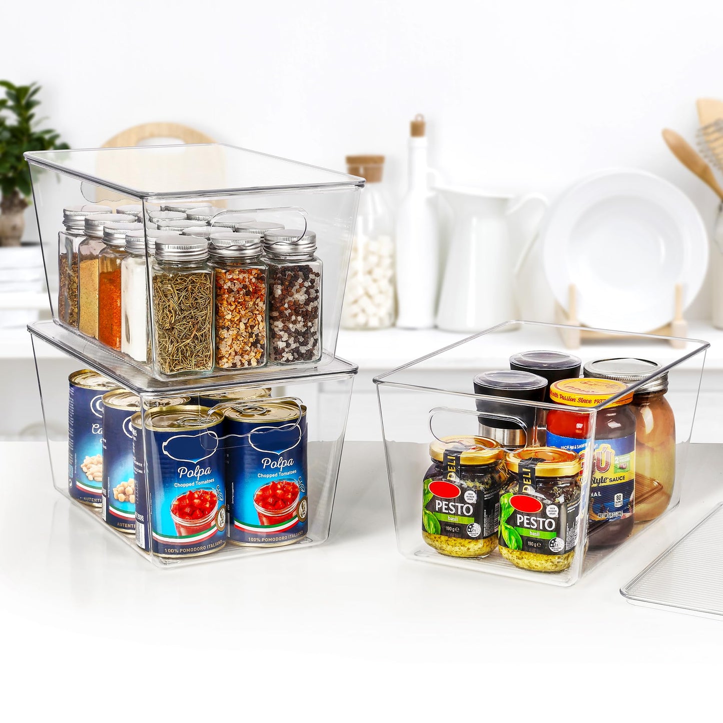 Vtopmart 8 Pack Clear Stackable Storage Bins with Lids, Large Plastic Containers with Handle for Pantry Organization and Storage,Perfect for Kitchen, Fridge, Cabinet, Bathroom Organizer