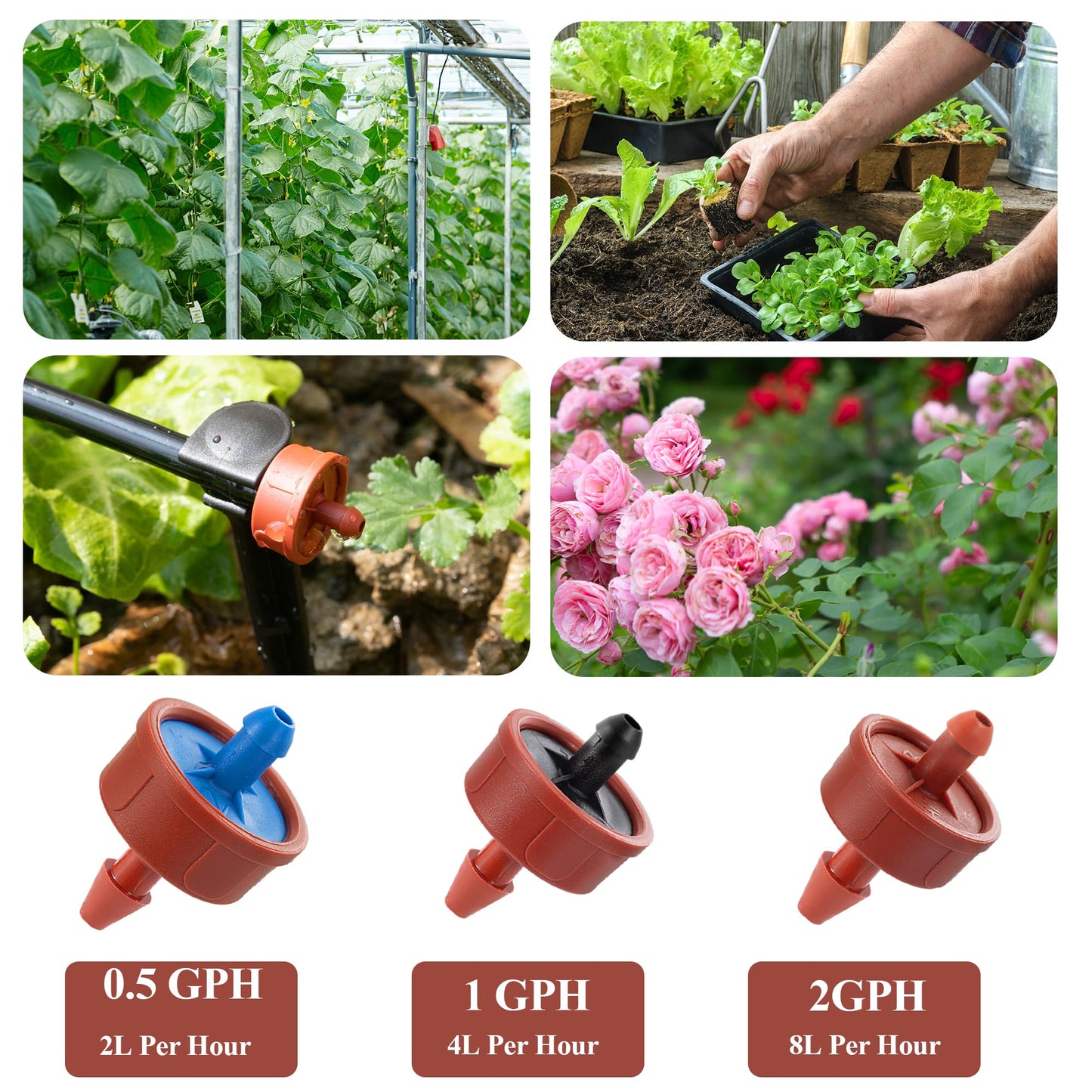 30Pcs 0.5 GPH Pressure Compensating Irrigation Spot Drippers,Constant Flow Barb Outlet Watering Dripper Emitters Heads Parts for 1/4 Inch Watering Tubing Line for Garden Pots Plant Irrigation Systems