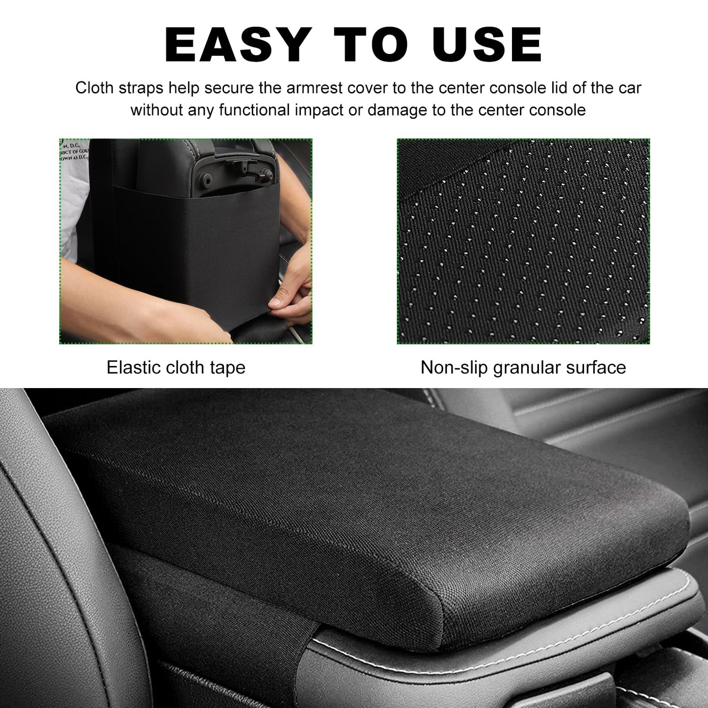 Yourkar Car Center Console Pad, 12.2''×8.1'' Memory Foam Auto Armrest Support Cushion, Vehicle Arm Rest Seat Box Cover Protector, Universal Interior Decor Car Accessories
