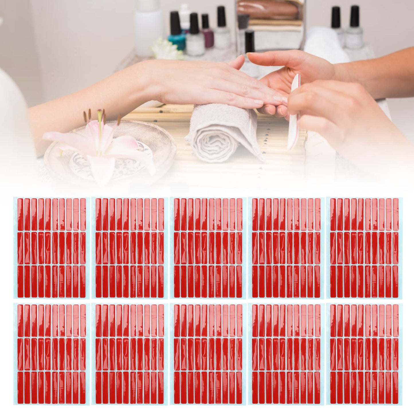 10 Sheets Nail Art Mounting Tape, Double Sided Adhesive Nail Tip Display Tape with Strong Hold for Nail Color Charts, False Nail Fixing & Nail Salon Display Tools
