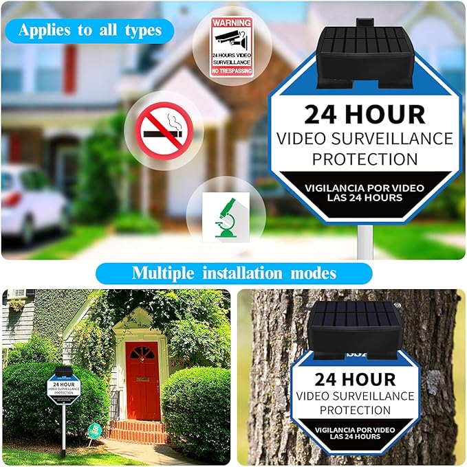 OOSSXX Solar Power Deck LED Light Clip-On Yard Security Sign Spotlight (Large Capacity Battery, Max14 Hours Working)