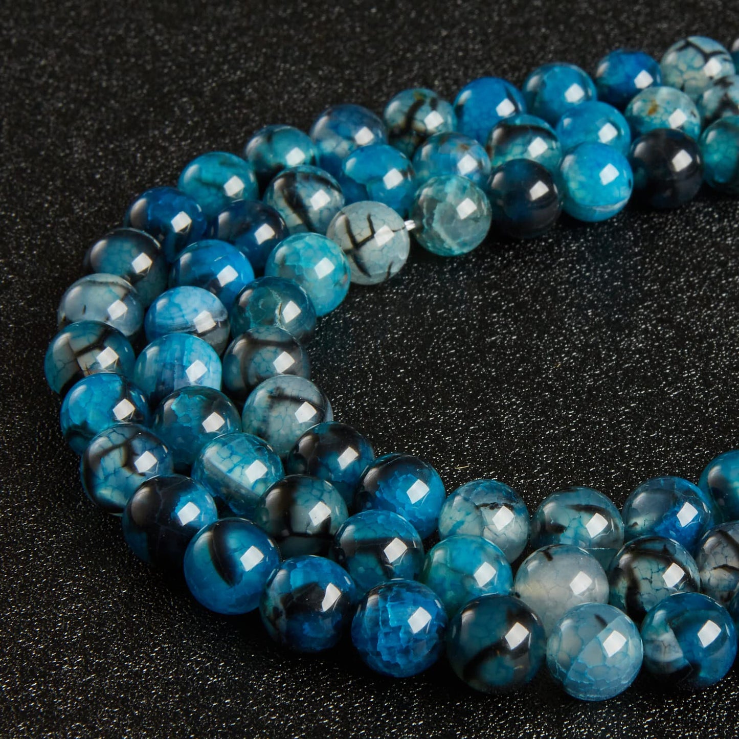 100pcs 8mm Blue Dragon Vein Agate Beads Natural Gemstone Beads Round Loose Beads for Jewelry Making