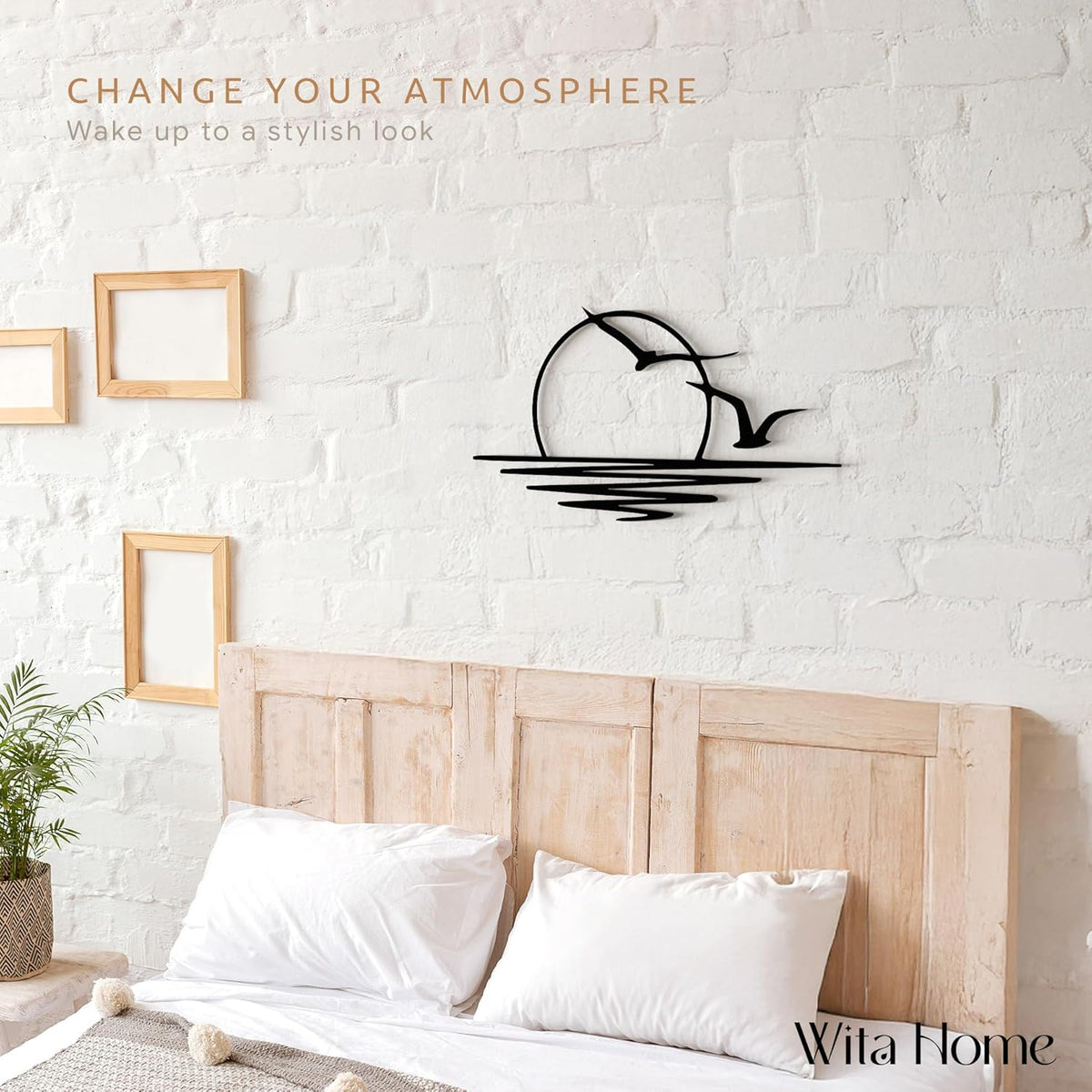Wita Home Sunset with Seagulls Metal Wall Mounted Art, Handcrafted Metal Home Decor with Static Powder Coating, Eye-Catching Addition to Living Room Decor, Modern Beach Decor for Indoor and Outdoor Spaces, Perfect Housewarming Gift (24 x 12 inches)