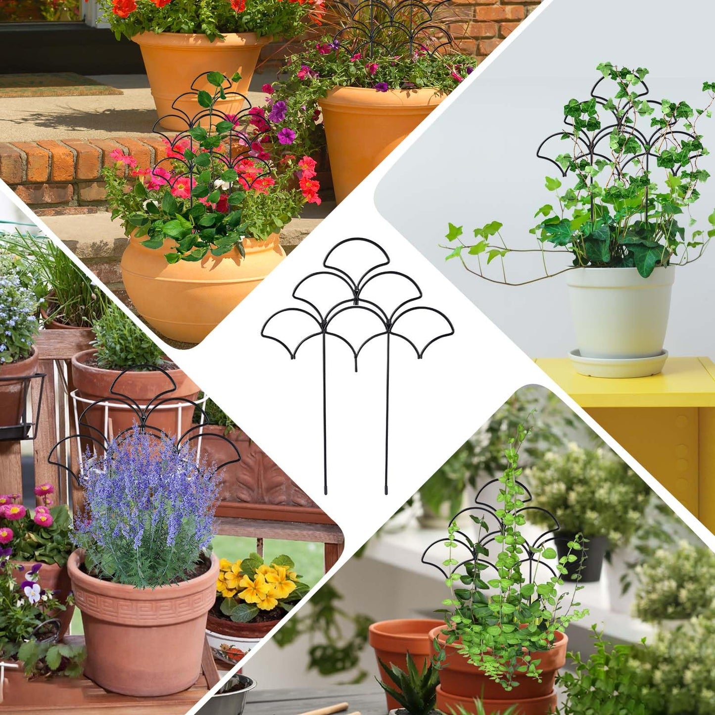 Stackable Metal Trellis for Climbing Plants Outdoor & Indoor - 4 Pack Garden Trellis for Potted Plants, Rust-Resistant Plant Support Stakes for Vines, Vegetables, Flowers - Sturdy Plant Trellis