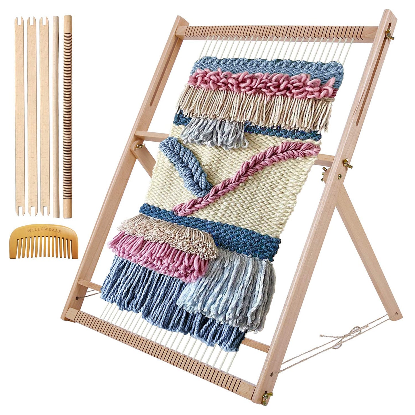 WILLOWDALE 25.2" H x 19.3" W Weaving Loom with Stand Wooden Multi-Craft Weaving Loom Arts & Crafts, Extra-Large Frame, Develops Creativity Weaving Frame Loom with Stand for Beginner