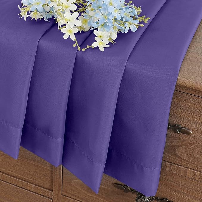 Purple Valances for Windows 14 inch Length 2 Panels Set, Small Voile Sheer Curtains for Bathroom, Soft Fabric Lightweight Light Filtering Kitchen Curtains, Dual Rod Pocket, 2x42Wx14L Inches