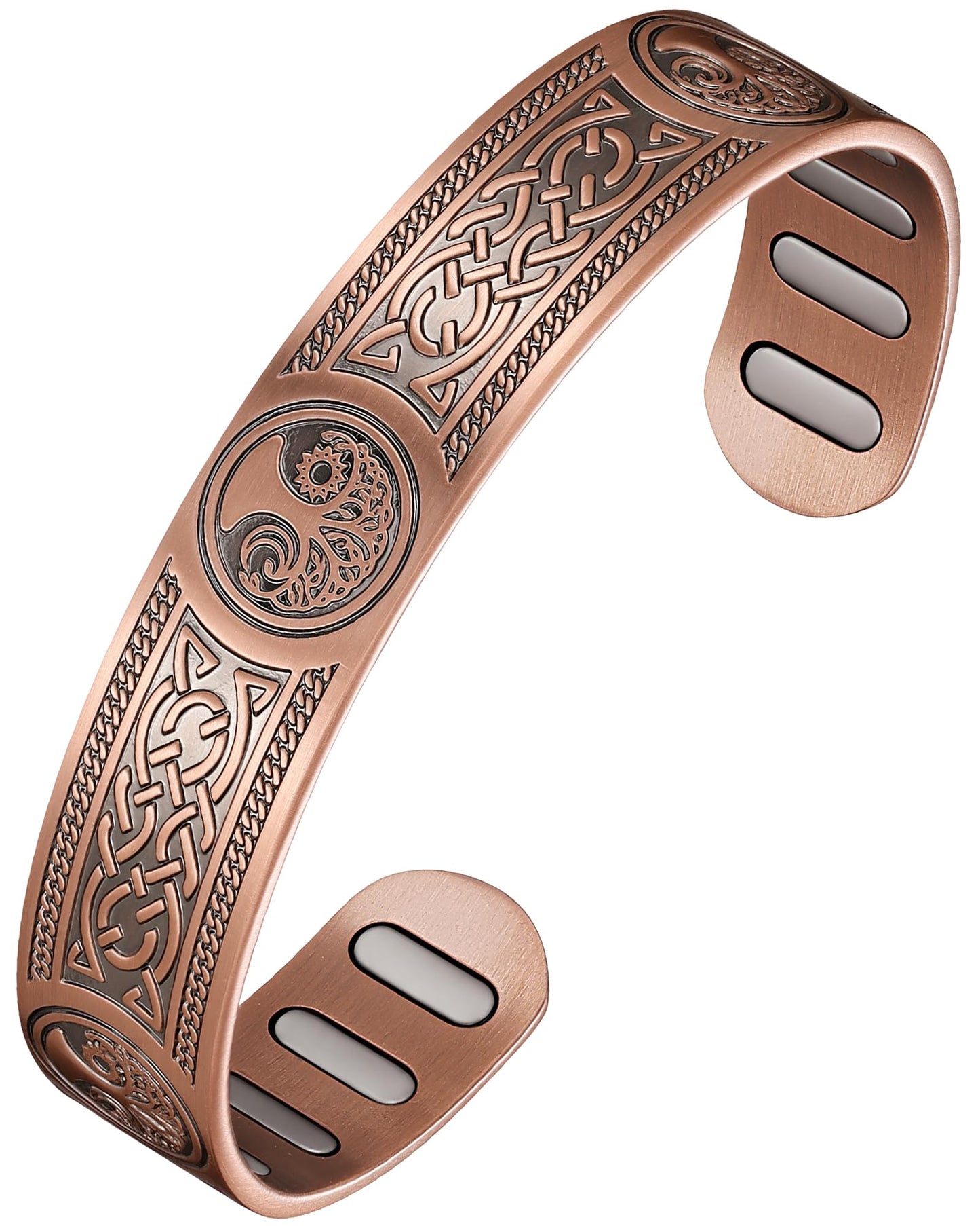 Jecanori Copper Magnetic Bracelets for Men and Women–Upgraded Oval Magnets-Adjustable Cuff Bangles