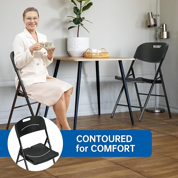 50 Pack Thicker 800 LBS Black Folding Chairs, Commercial Grade Folding Chair, Foldable Chairs for Events