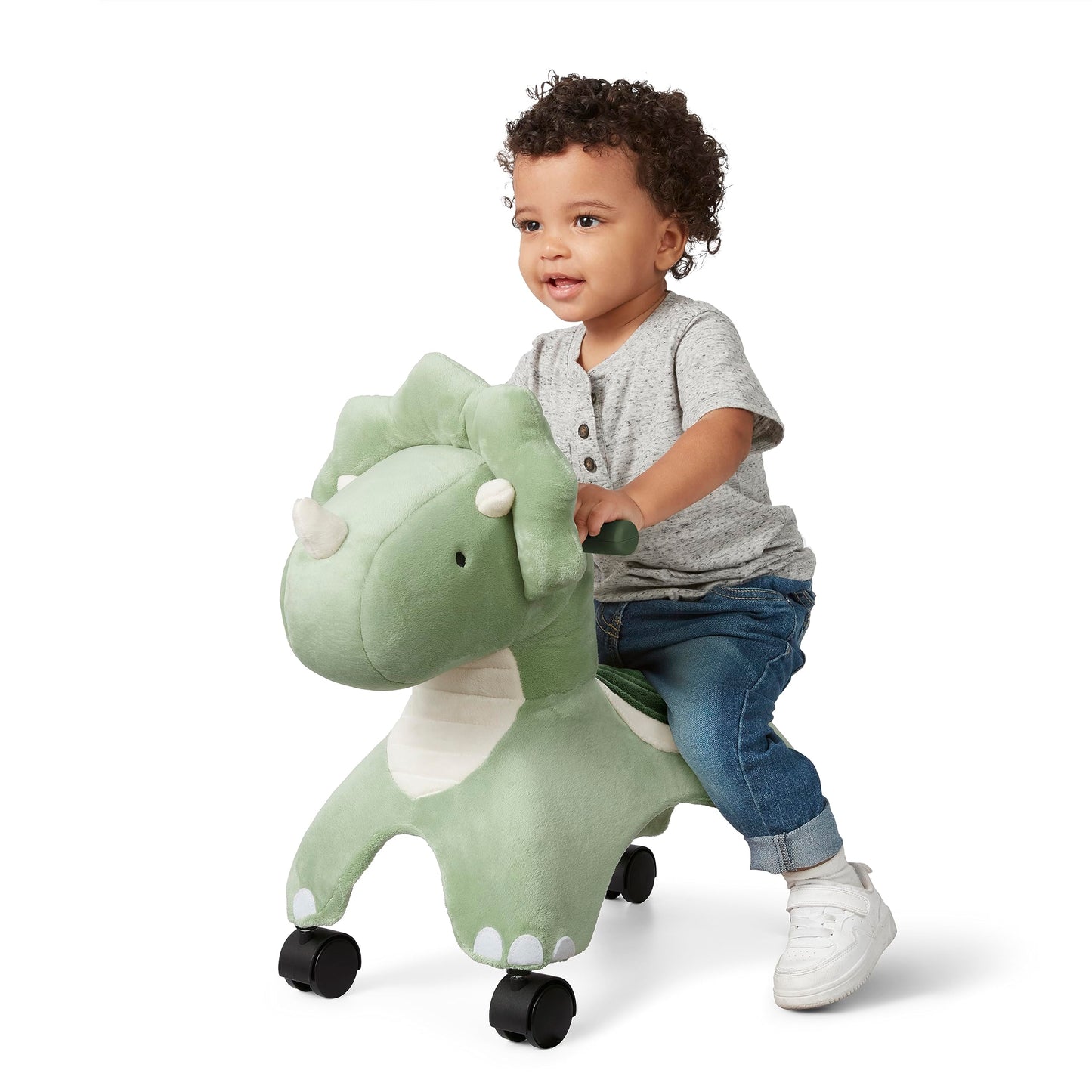 Radio Flyer Dash the Rolling Dinosaur Ride On, Ages 1-3, EZ-Glide 360-degree Wheels, Easy Grip Handles, Soft Plush Face, Ideal for Active and Imaginative Play, Toddler Ride On Toys